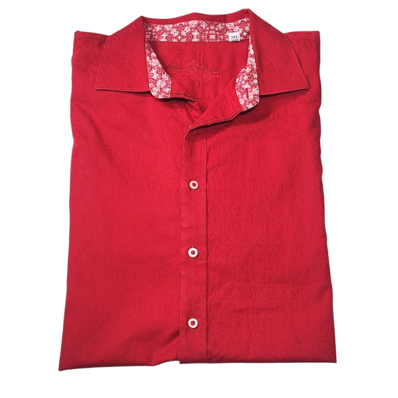 Robert Graham Mens Shirt Button Down Red Flip Cuff Long Sleeve Size 2xl